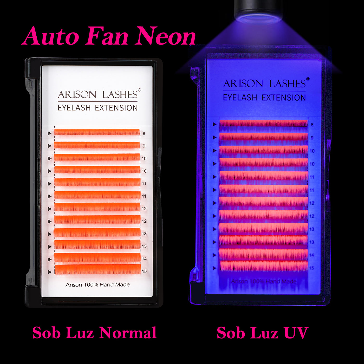 Cílios Neon Coloridos UV Extensão de Cílios Fluorescente-0.07D